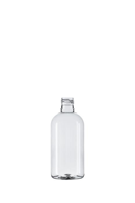 250ml Clear PET Boston Round Bottle, 24/415 Neck